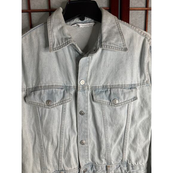 Zara Denim Dress light wash button front mini size med - Picture 5 of 10